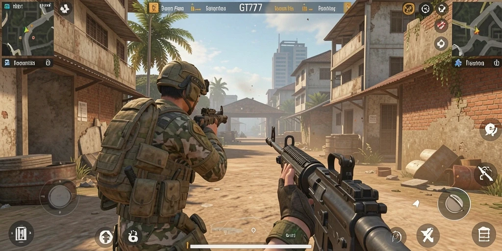 Tampilan gameplay GT777 yang intens dan menegangkan dalam mode FPS.
