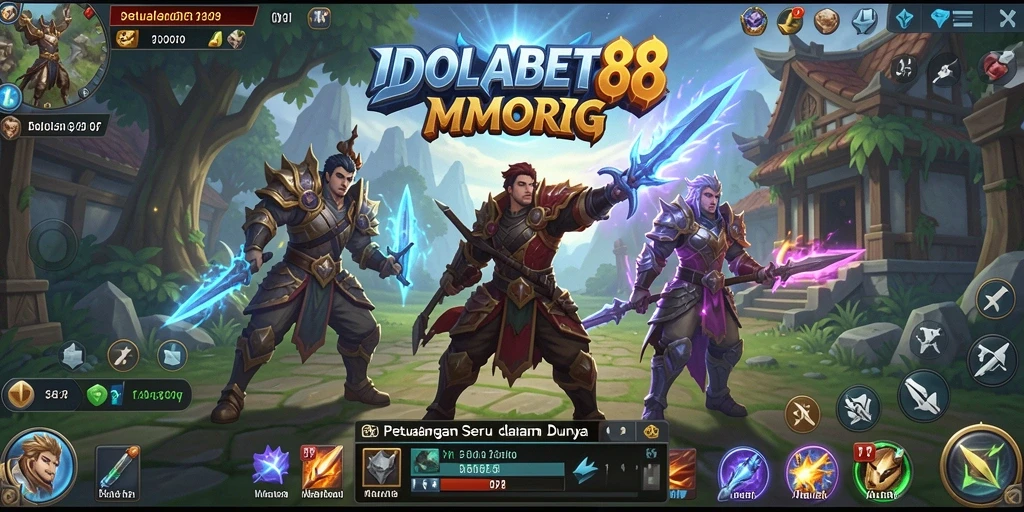 Tangkapan layar utama IDOLABET88 menampilkan aksi seru dalam pertempuran MMORPG.