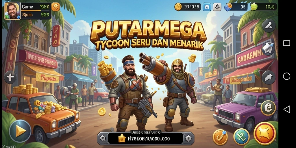 Gameplay seru PUTARMEGA dengan elemen bisnis yang menarik.